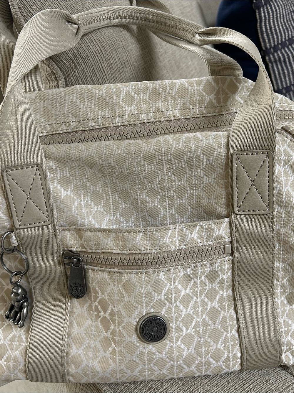 Kipling Beige Monogram Toiletry Bag